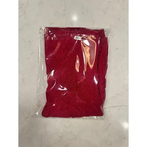 Morgan Taylor Sangria Red Pink Textured Blouse Women's Large Retro Peplum 80s - Picture 15 of 15